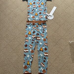 Little Sleepies S'mores Kids Pajama Set - Blue and Brown